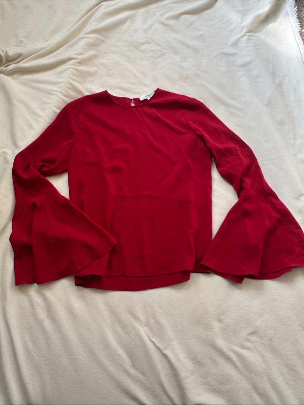 Frame denim red flutter bell sleeve blouse